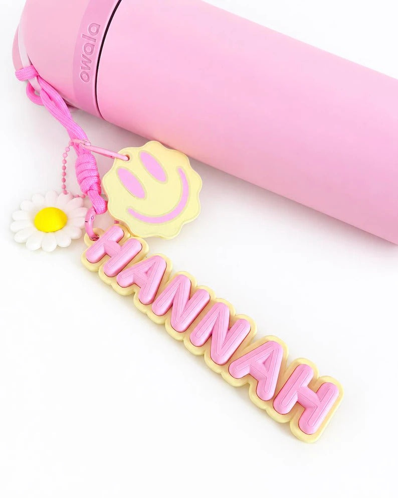 Groovy Puffy Name Keychain | Personalized Backpack Bag Charm