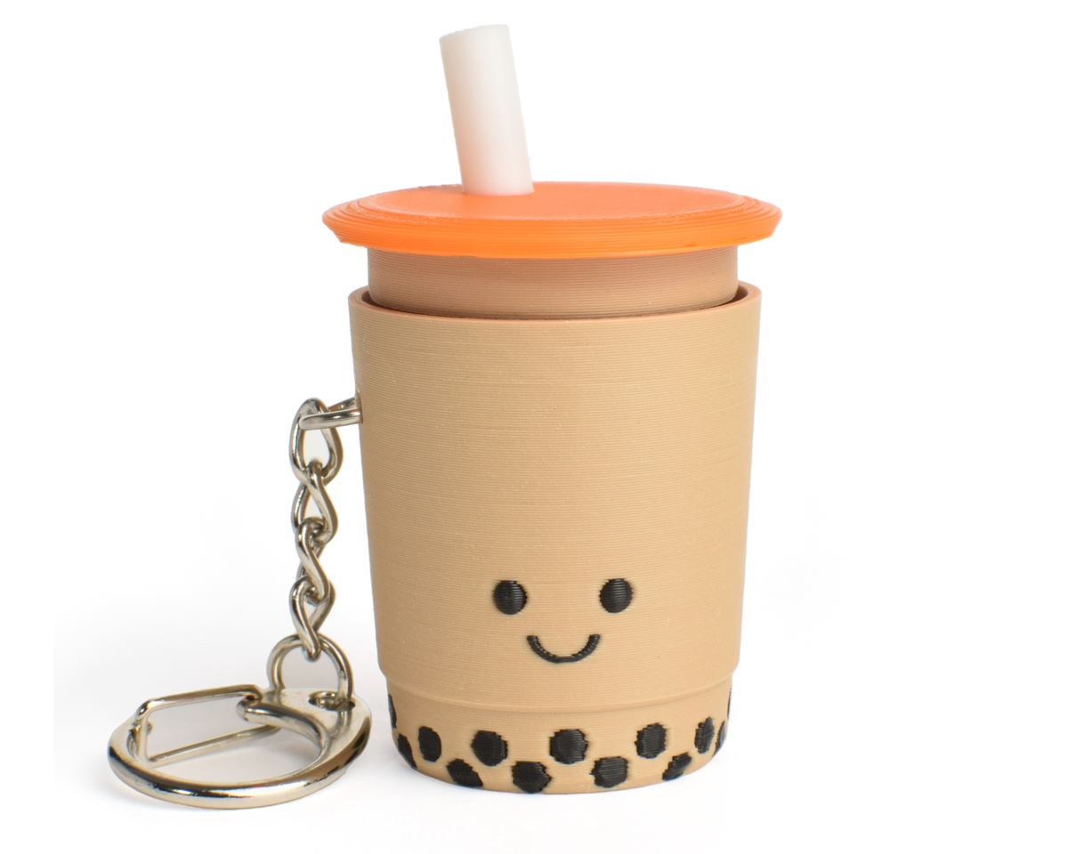 Bubble Tea Fidget Clicker, orange lid
