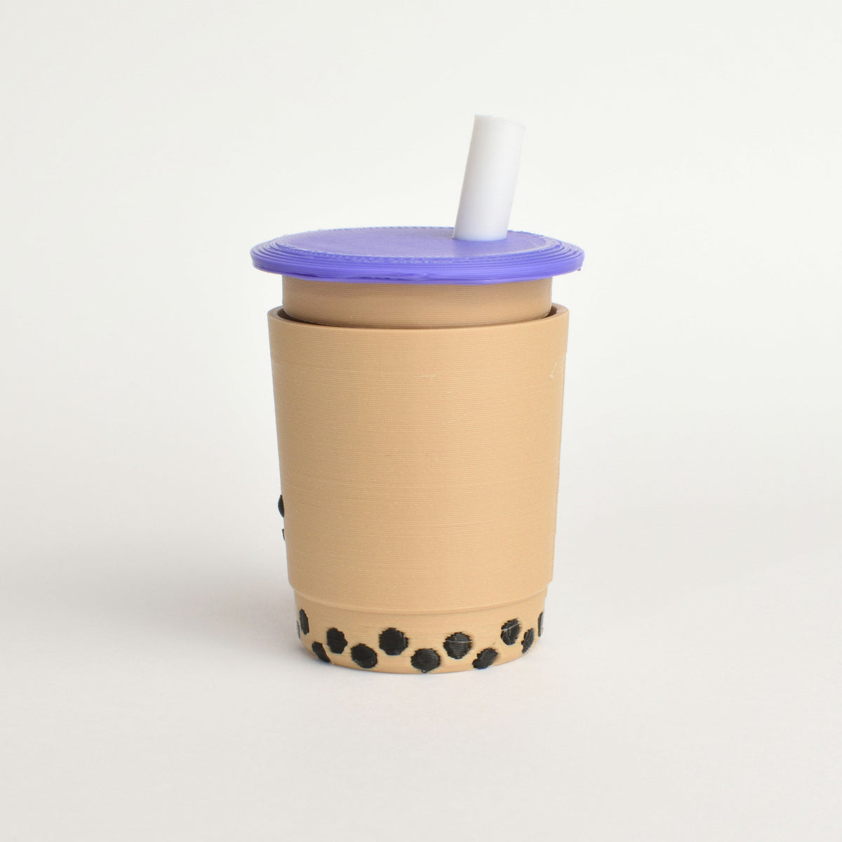 Bubble Tea Fidget Clicker, purple lid, side view