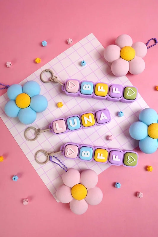 Custom Name Bubble Clicker Keychain (Macaron Pastel Rainbow)