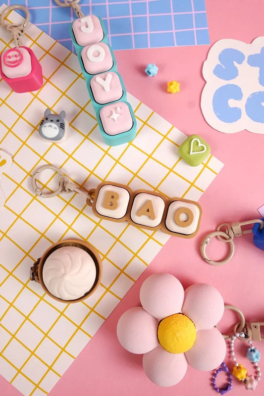 Custom Name Bubble Clicker Keychain (Milk Tea)