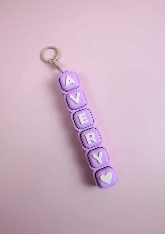 Custom Name Bubble Clicker Keychain (Lilac / Lilac)