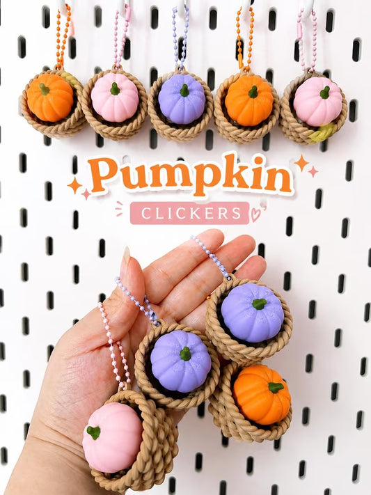 3D Printed Pumpkin Clicker Keychain | Pastel Fall Autumn Bag Charm