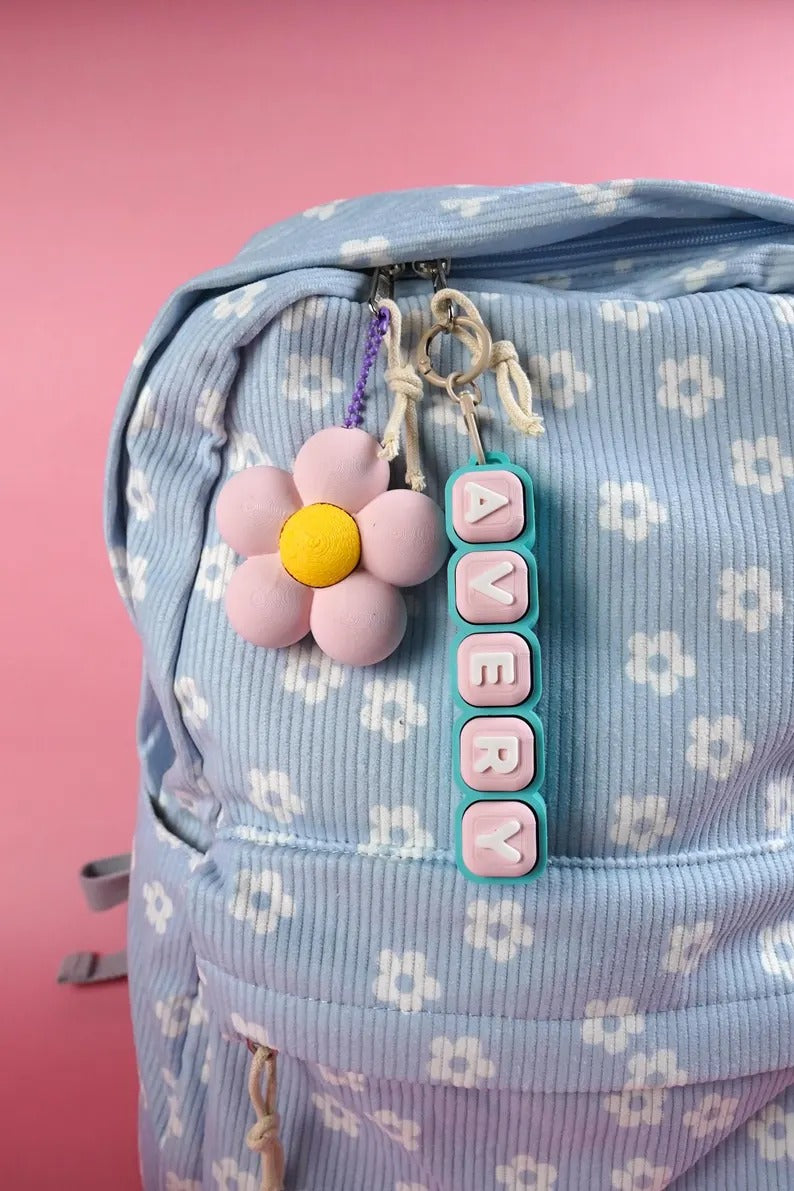 Flower Fidget Clicker Keychain | Pastel Pink or Blue Flower Clicky Toy