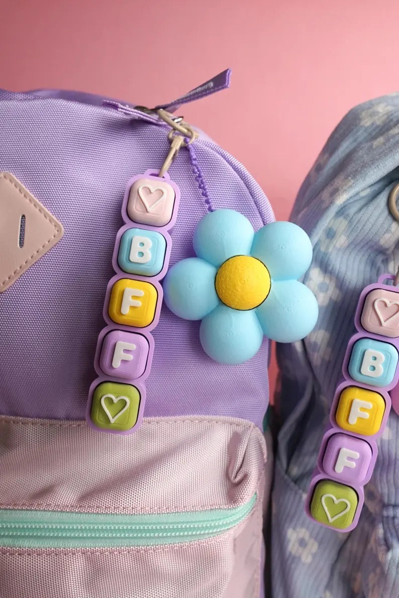 Flower Fidget Clicker Keychain | Pastel Pink or Blue Flower Clicky Toy