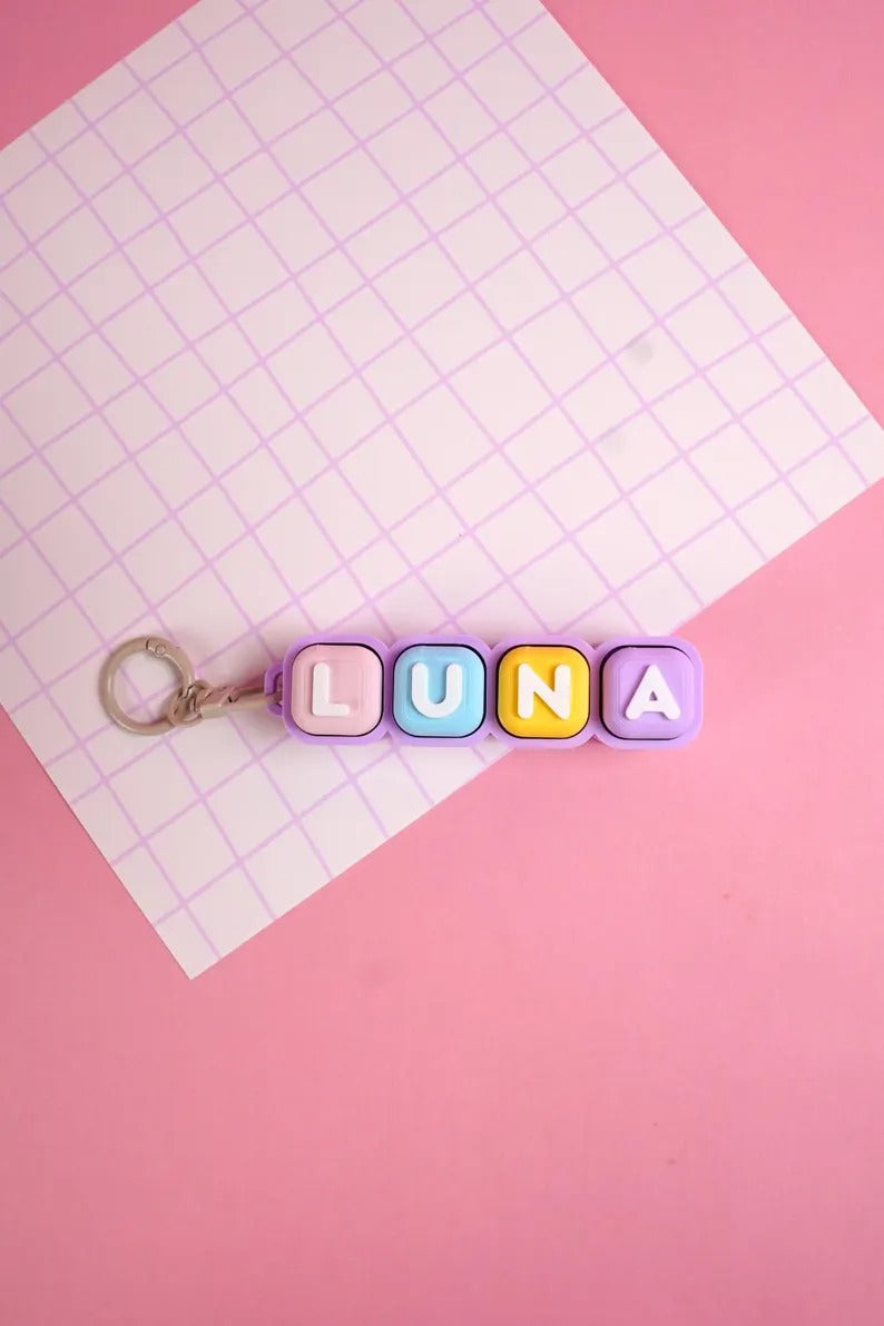 Custom Name Bubble Clicker Keychain (Macaron Pastel Rainbow)