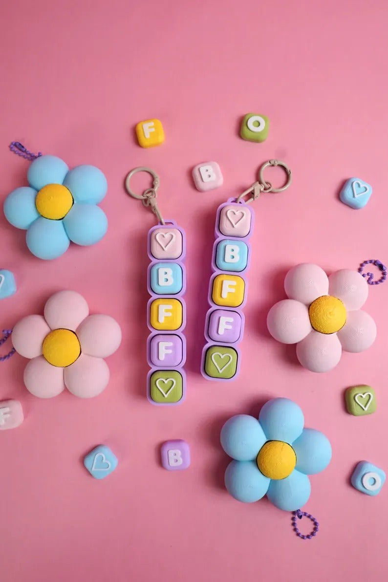 Custom Name Bubble Clicker Keychain (Macaron Pastel Rainbow)