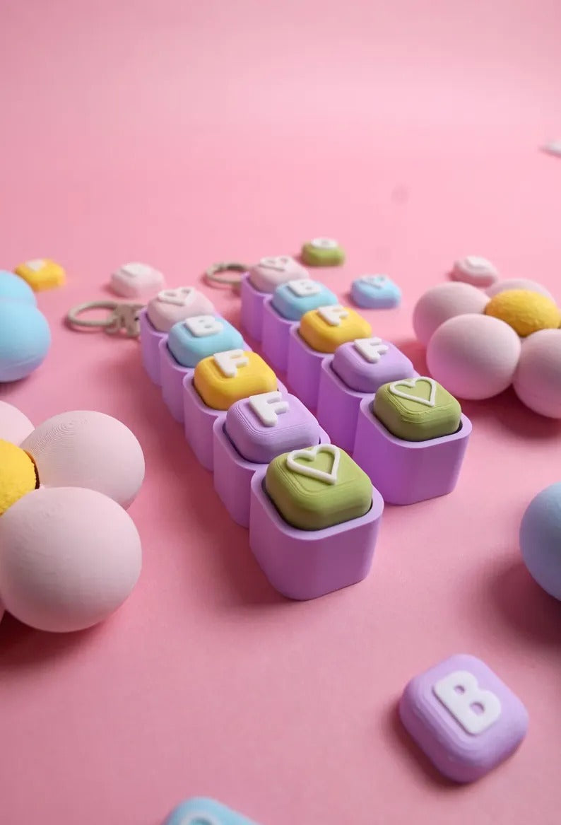Custom Name Bubble Clicker Keychain (Macaron Pastel Rainbow)