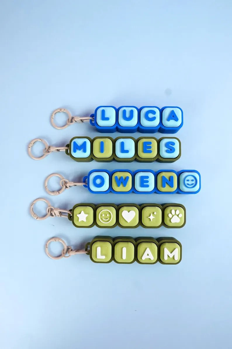 Custom Name Bubble Clicker Keychain (Blueberry Matcha)