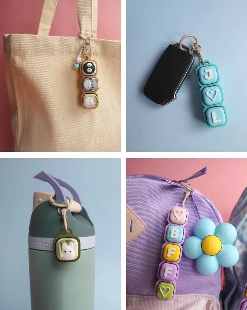 Custom Name Bubble Clicker Keychain (Blueberry Matcha)