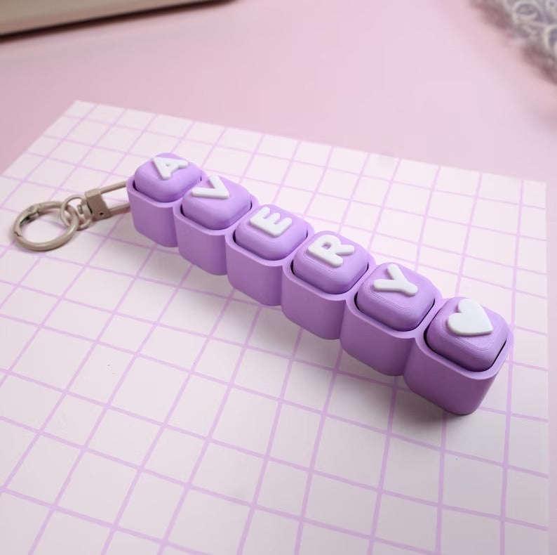 Custom Name Bubble Clicker Keychain (Lilac / Lilac)