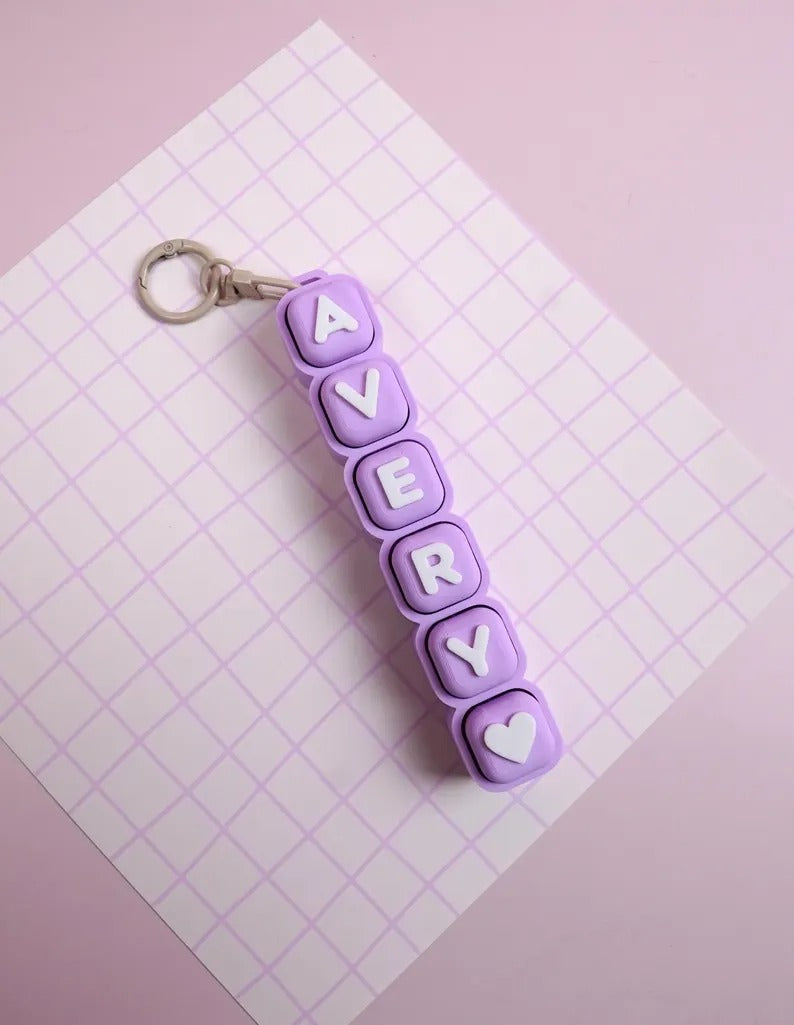 Custom Name Bubble Clicker Keychain (Lilac / Lilac)