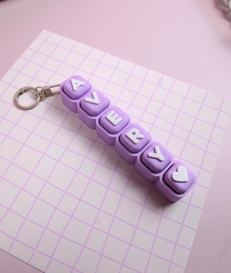 Custom Name Bubble Clicker Keychain (Lilac / Lilac)