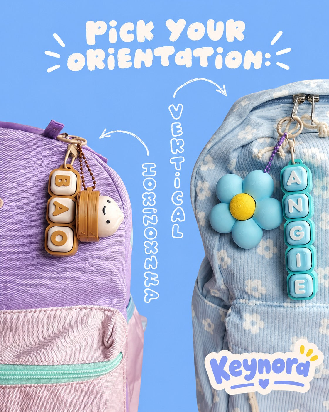 Custom Name Bubble Clicker Keychain (Cotton Candy - Pastel Pink, Arctic Teal)