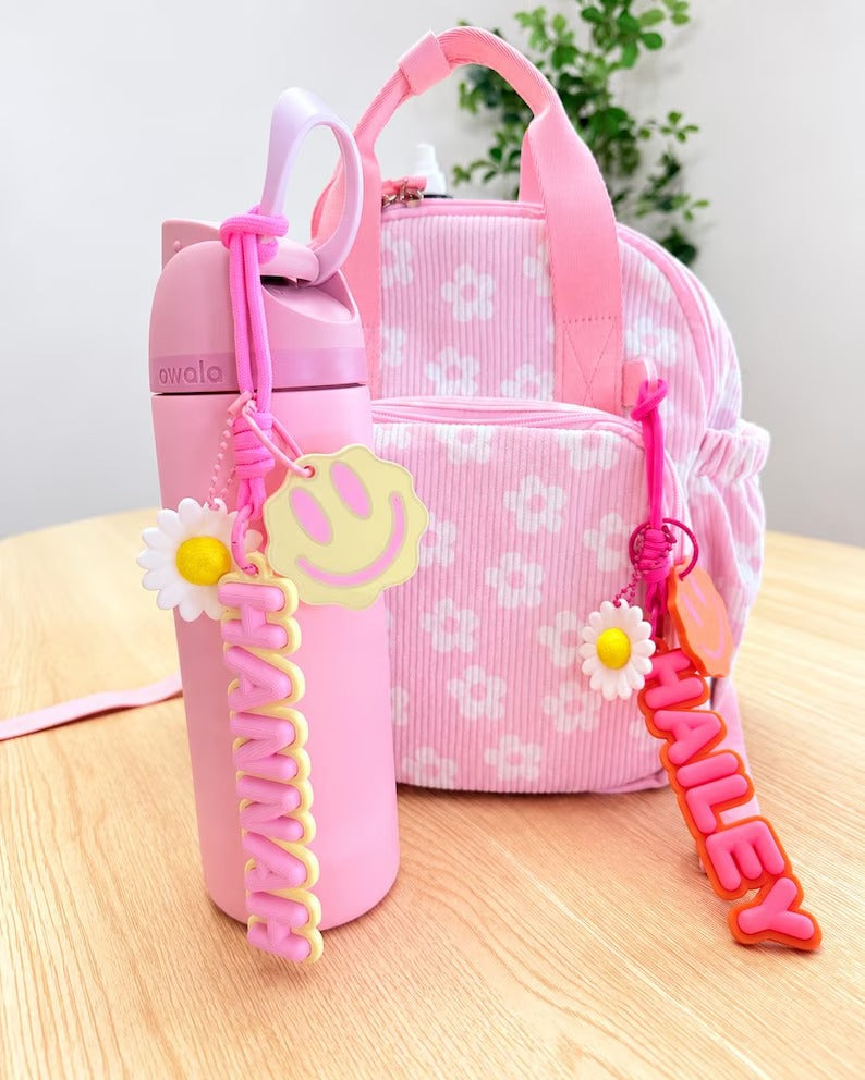 Groovy Puffy Name Keychain | Personalized Backpack Bag Charm
