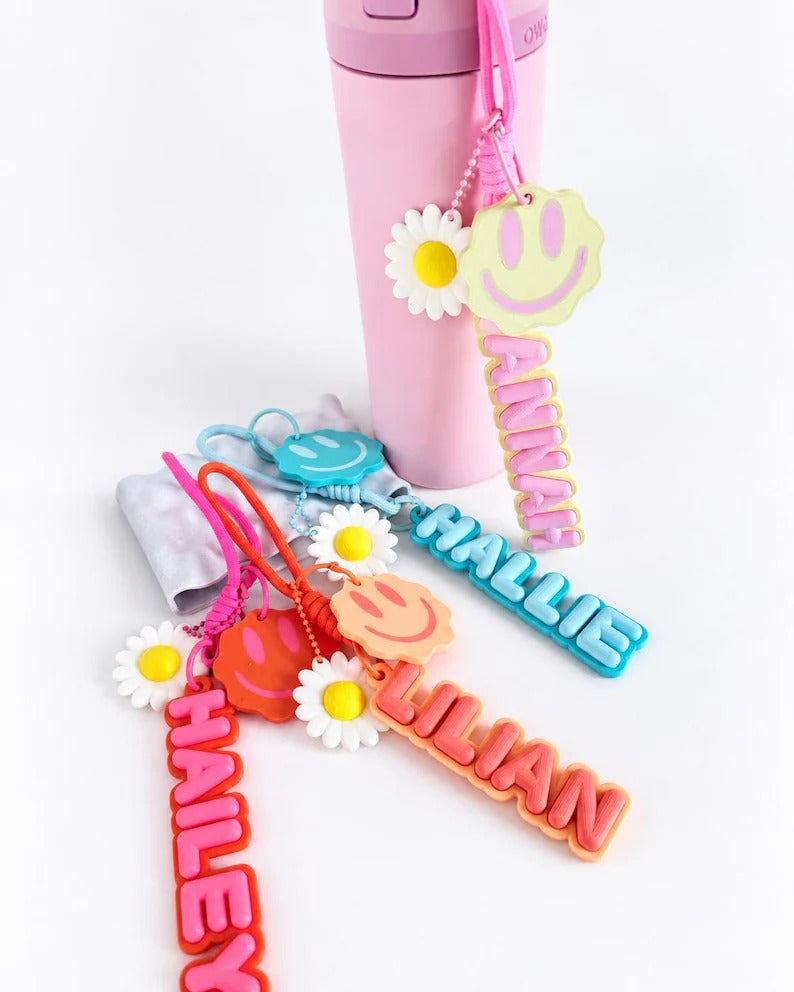 Groovy Puffy Name Keychain | Personalized Backpack Bag Charm