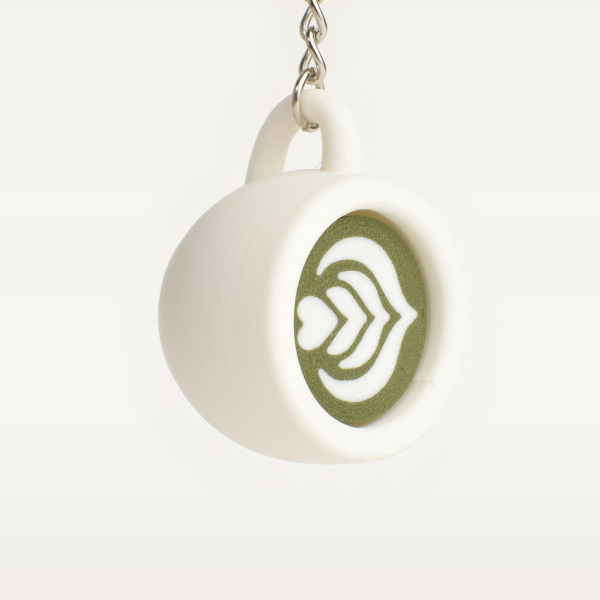Matcha Latte Mug Fidget Clicker, on a keychain