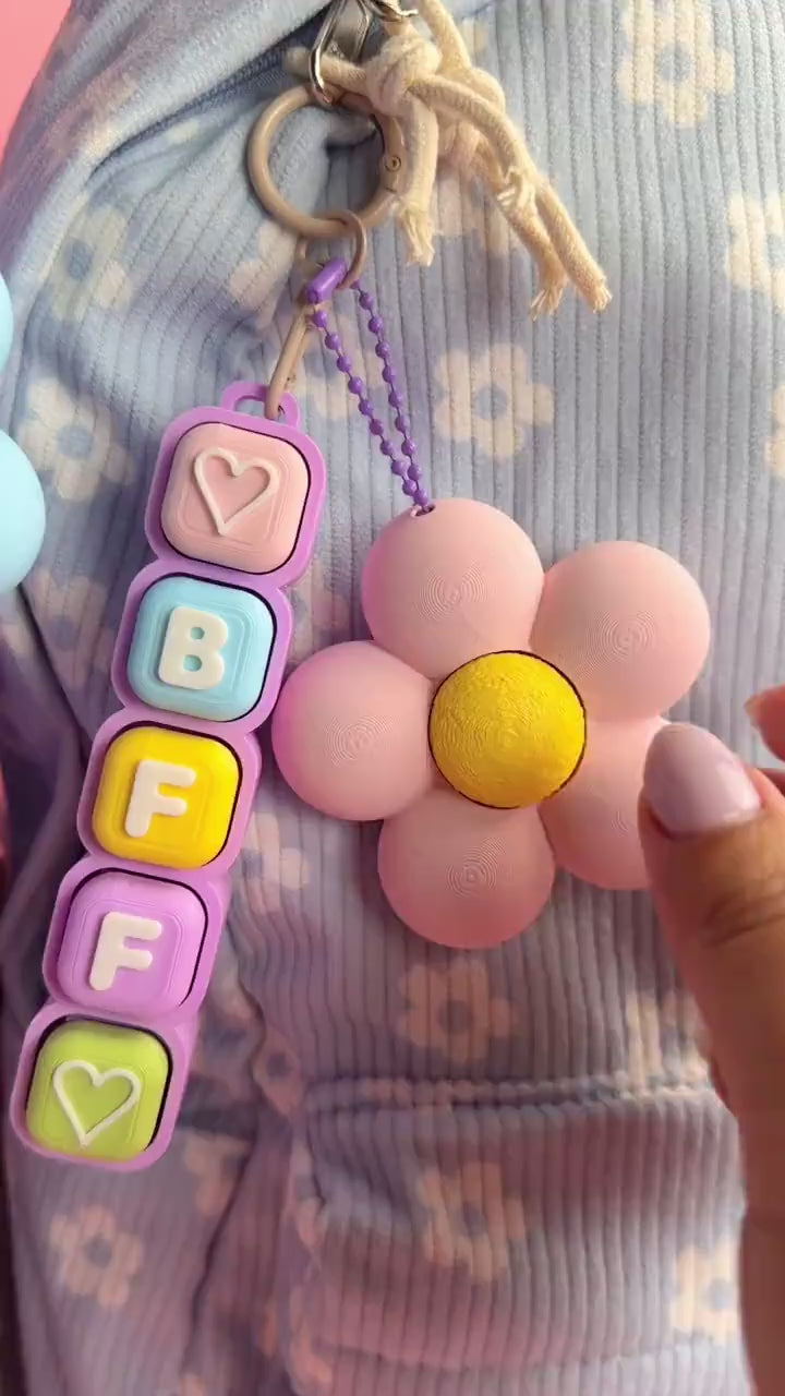 Flower Fidget Clicker Keychain | Pastel Pink or Blue Flower Clicky Toy