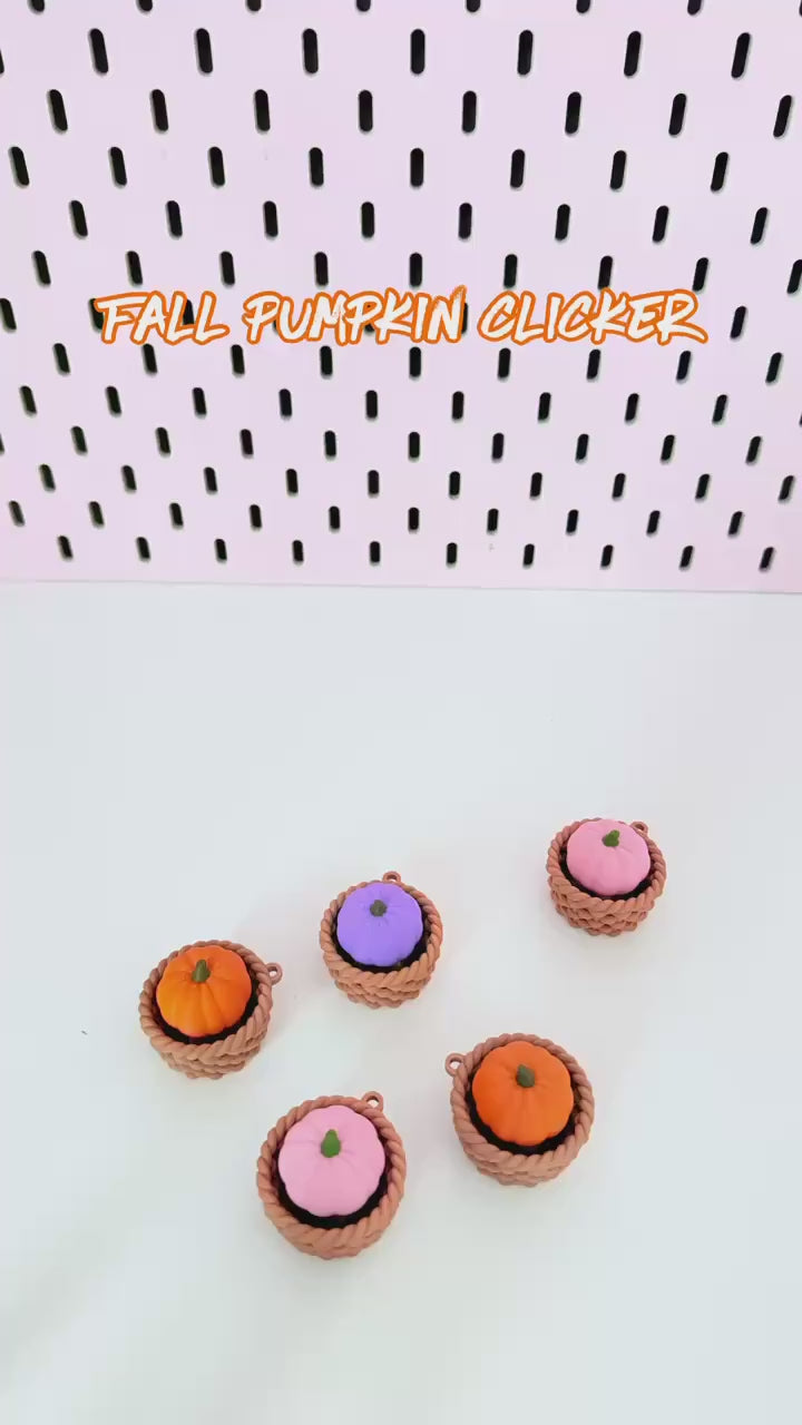 3D Printed Pumpkin Clicker Keychain | Pastel Fall Autumn Bag Charm