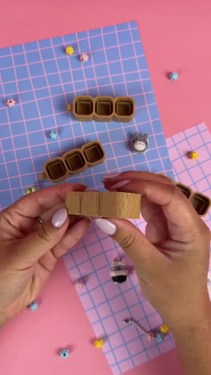 Totoro-Inspired Bubble Clicker Set | Forest Spirits Fidget Keychain Set with Wood Trunk Base