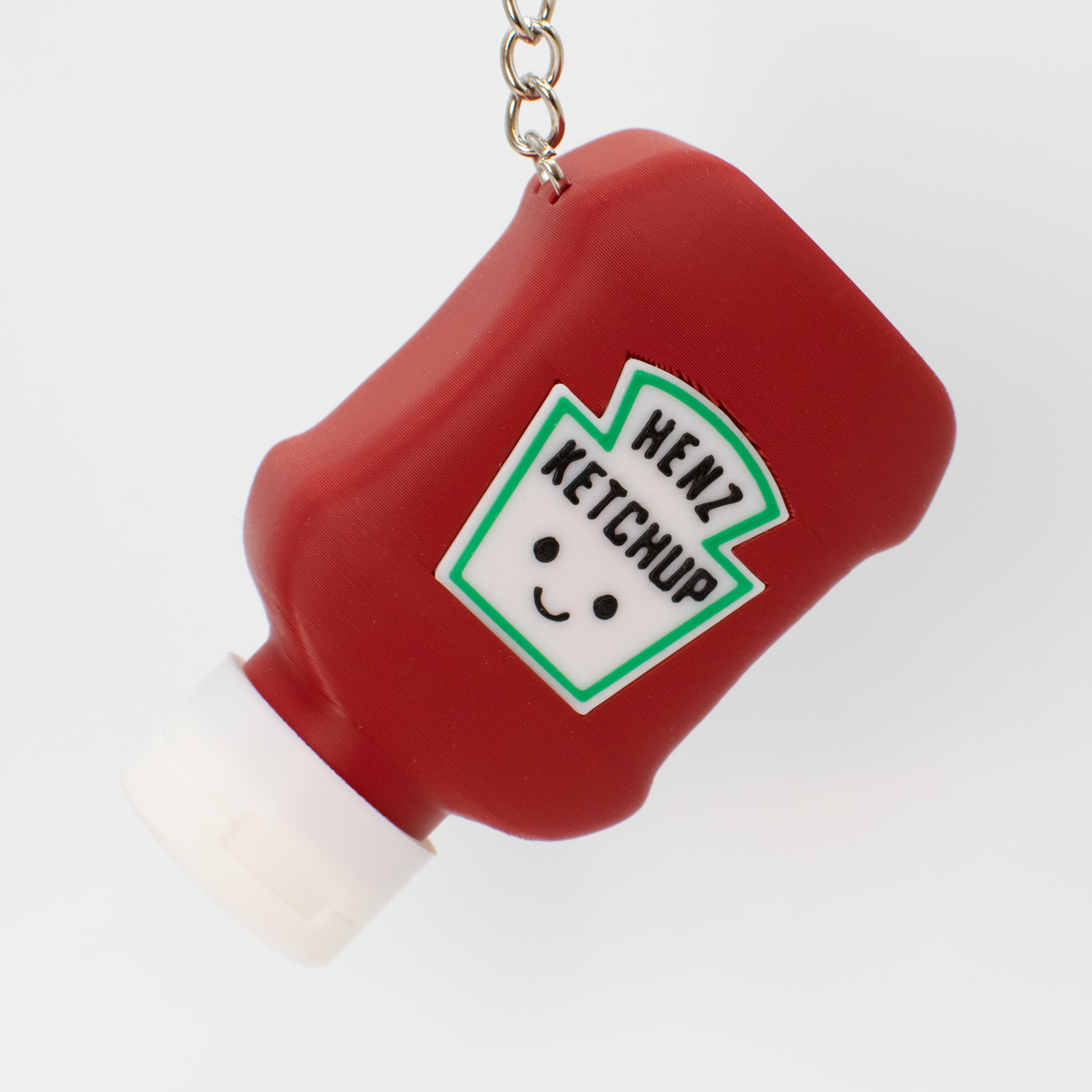 Ketchup Bottle Fidget Clicker, on a keychain