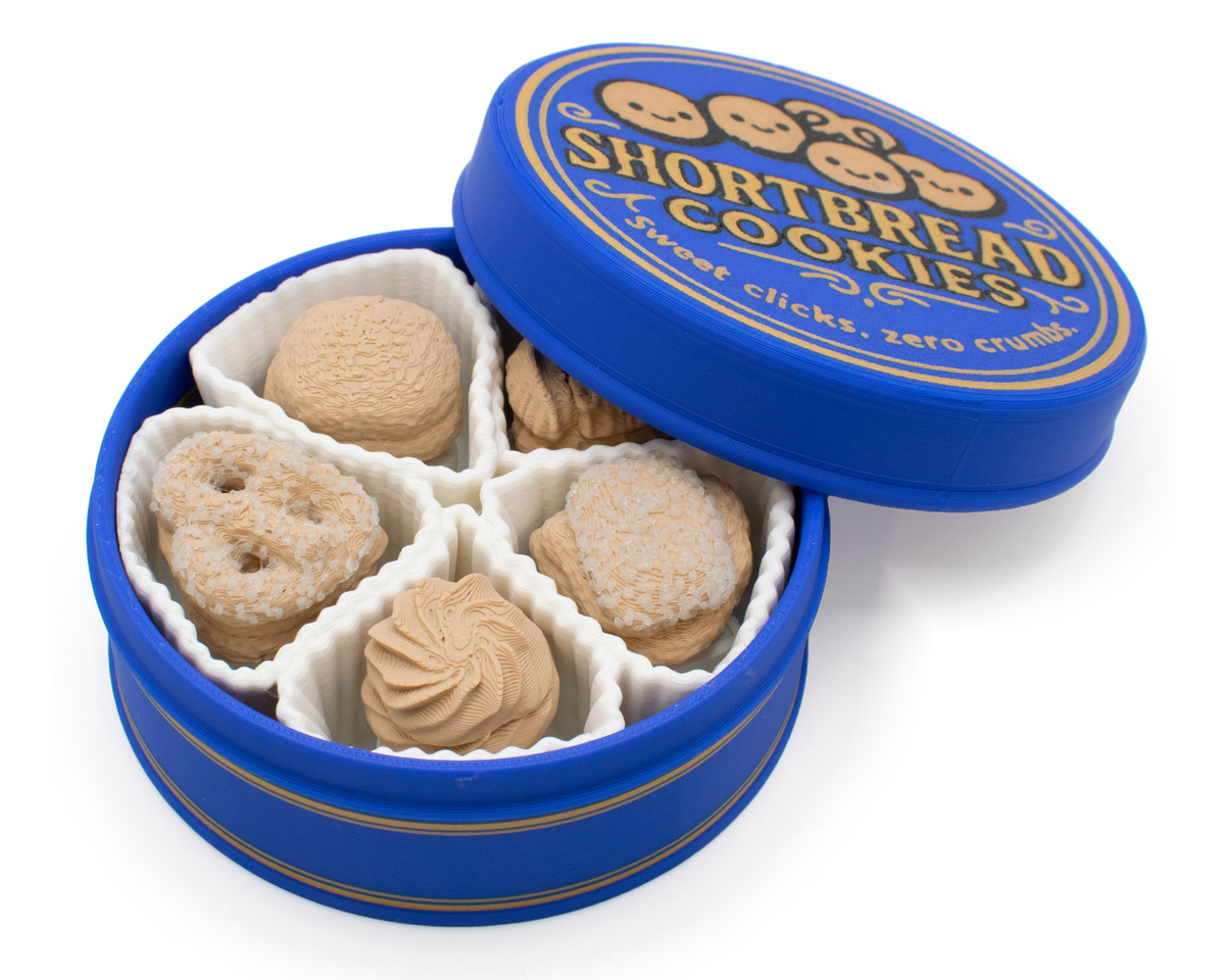 Cookie Tin Fidget Clicker, cookies inside