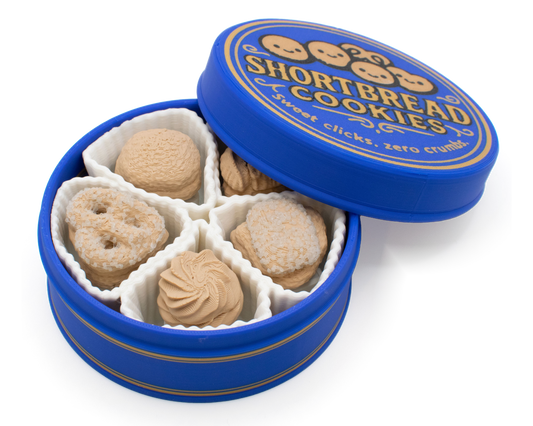 Cookie Tin Fidget Clicker, cookies inside