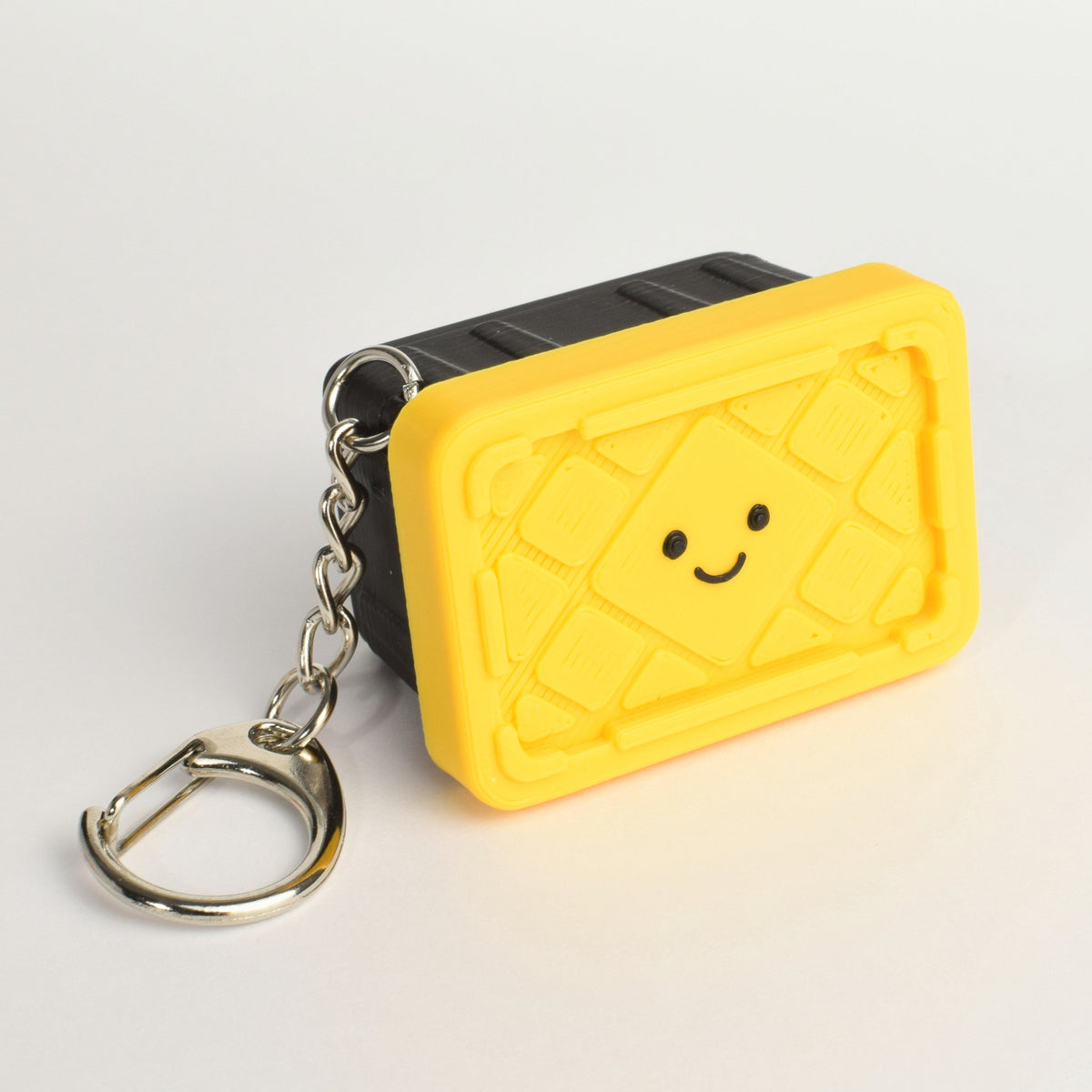 Storage Bin Fidget Clicker, on a keychain